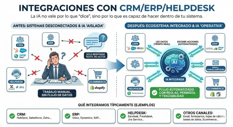 Ilustración de integración de APIs de inteligencia artificial